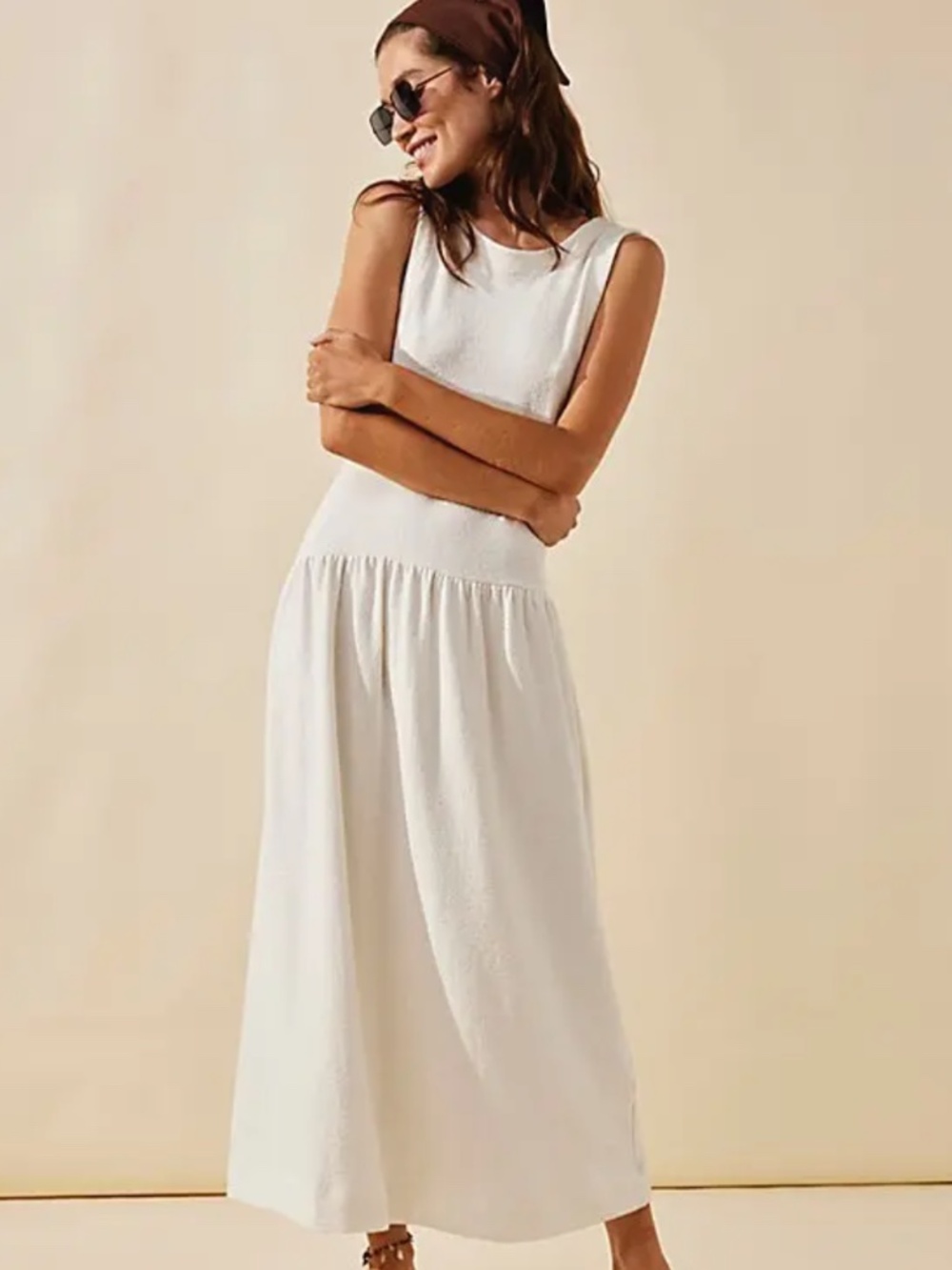 NWT Free People Easy Does It Maxi Dress in creamy white